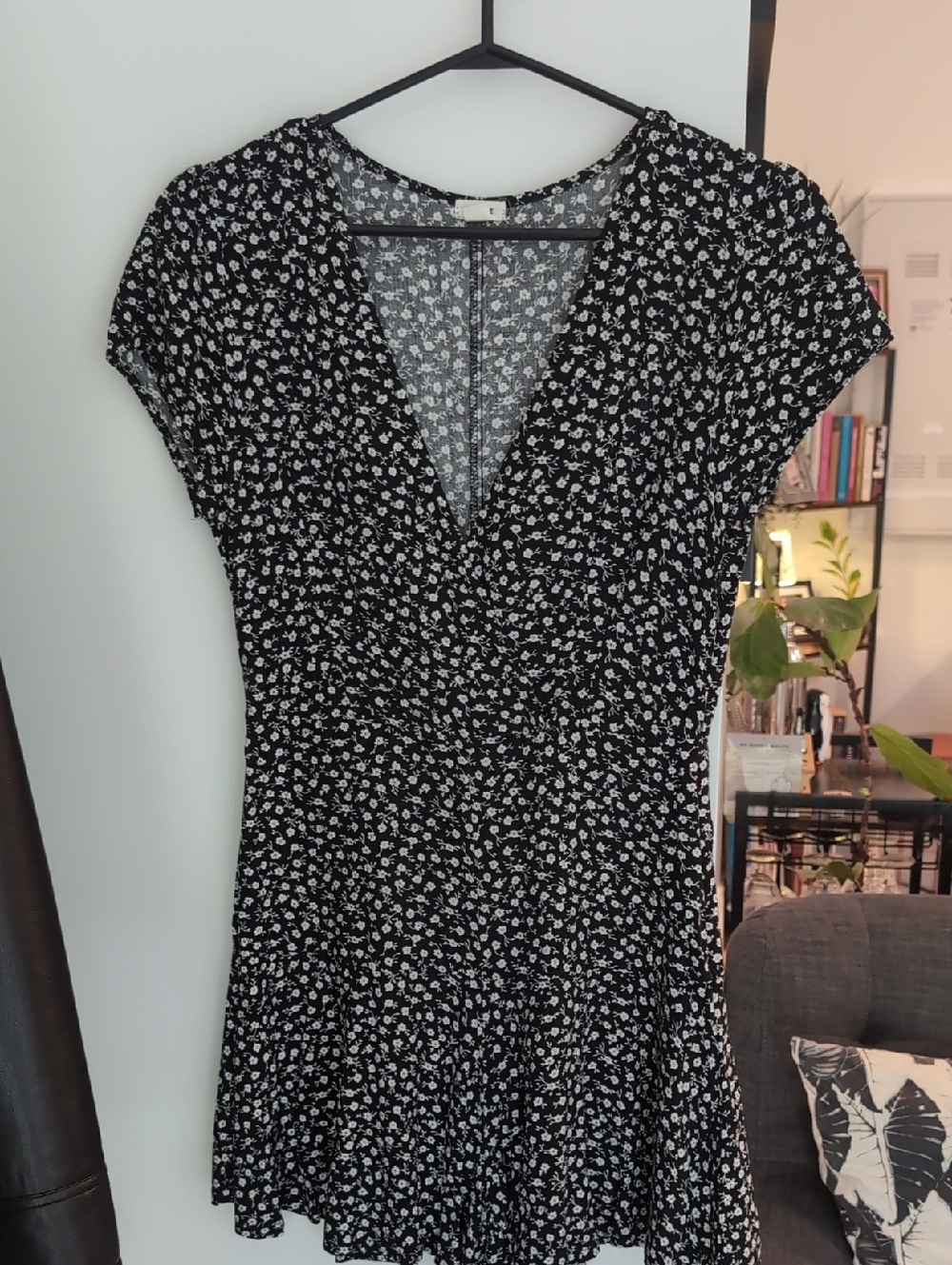 Black Floral V-Neck Women’s Dress